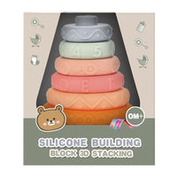 HKM-805331 Sensory Stacking Silicone Circle Blocks Educational Teether Toys for Kids