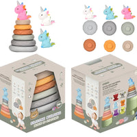 HKM-805331 Sensory Stacking Silicone Circle Blocks Educational Teether Toys for Kids
