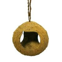 HKM-805587 Natural Coconut Shell Bird Nest Feeder - Small Size, 12-16cm Diameter, 30cm Height