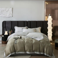 HKM-805651 Tencel Four-Piece Bedding Set with Plant and Flower Pattern for 1.5m to 2.0m Beds