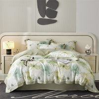 HKM-805651 Tencel Four-Piece Bedding Set with Plant and Flower Pattern for 1.5m to 2.0m Beds