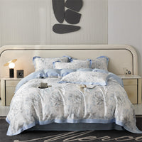 HKM-805651 Tencel Four-Piece Bedding Set with Plant and Flower Pattern for 1.5m to 2.0m Beds