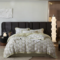 HKM-805651 Tencel Four-Piece Bedding Set with Plant and Flower Pattern for 1.5m to 2.0m Beds