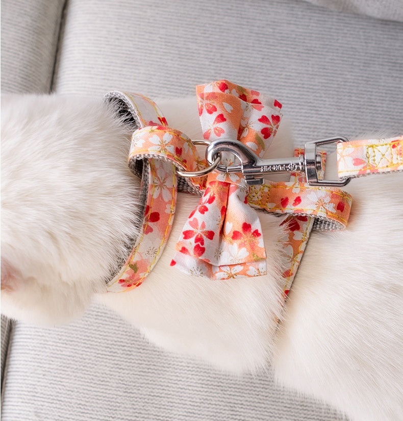 HKM-805843 Adjustable Nylon Webbing Cat Chest Strap with Traction Rope - 120cm Length