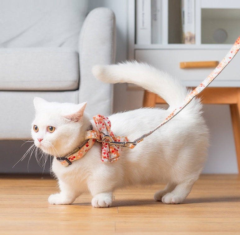HKM-805843 Adjustable Nylon Webbing Cat Chest Strap with Traction Rope - 120cm Length