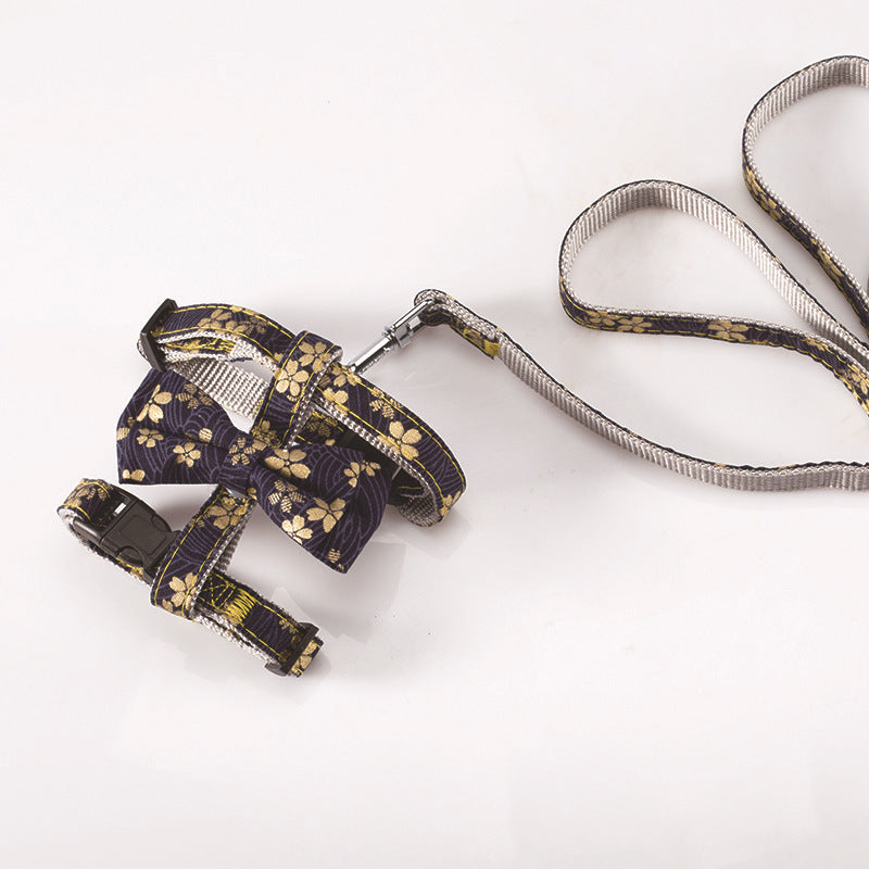 HKM-805843 Adjustable Nylon Webbing Cat Chest Strap with Traction Rope - 120cm Length