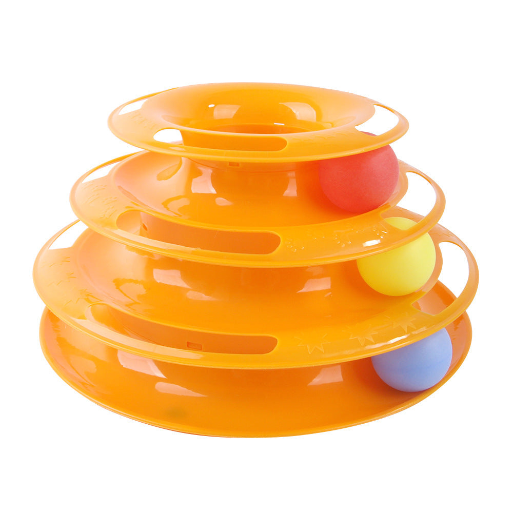 HKM-805971 Interactive Cat Self-Play Turntable Toy Set - Orange & Green, Wool, Feather, and Steel Wire Design
