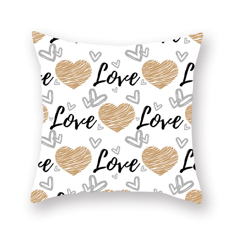 HKM-806035 Nordic Peach Skin Pillowcase for Valentine's Day - Soft Polyester Cushion Cover