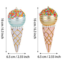 HKM-806099 Glass Christmas Tree Cone Pendant - Set of 2 Decorative Ornaments