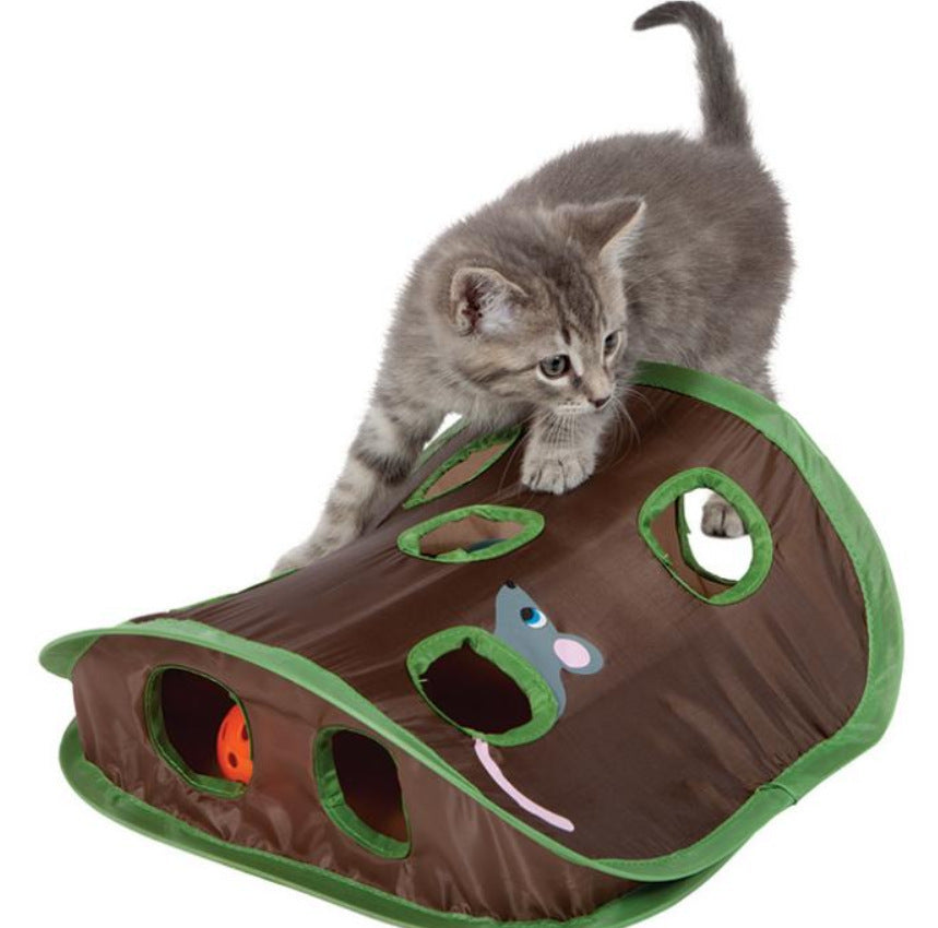 HKM-806099 Pet Puzzle Nine-hole Mouse Hole Bell Ball Cat Interactive Toy Cat Hide And Seek Channel