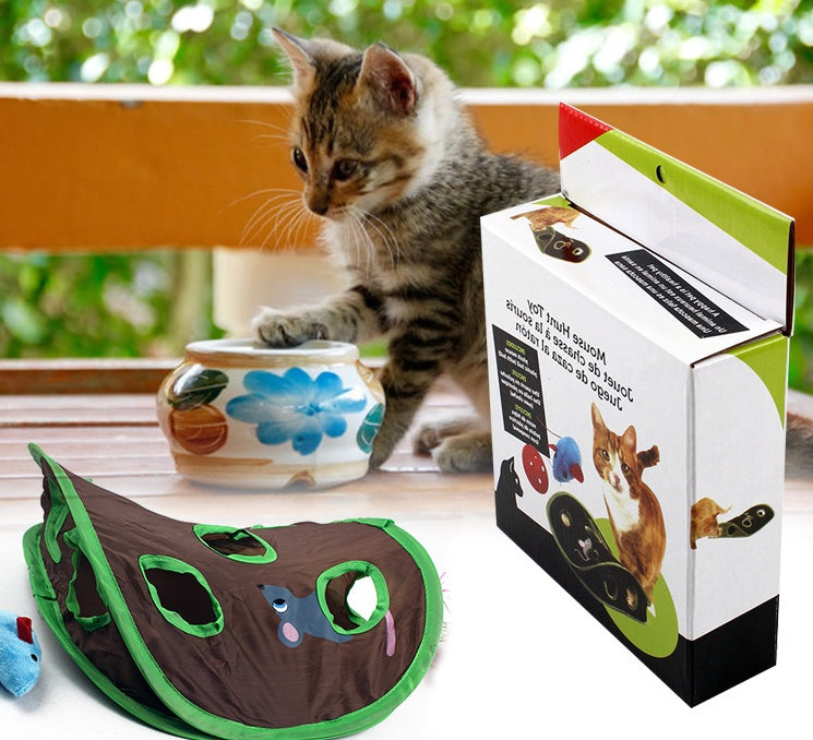 HKM-806099 Pet Puzzle Nine-hole Mouse Hole Bell Ball Cat Interactive Toy Cat Hide And Seek Channel