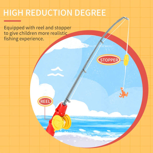 HKM-806227 Interactive Fishing Rod Toy Set for Kids Ages 2-7 with Small Fish Models, Ideal for Parent-Child Play