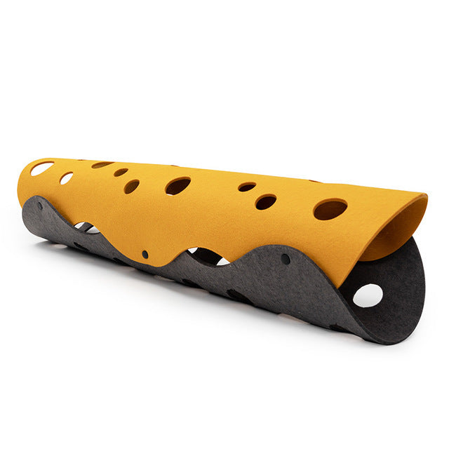 HKM-806483 Folding Cat Tunnel with Rolling Features – Soft Wool Felt, Easy Assembly, Three Colors Available