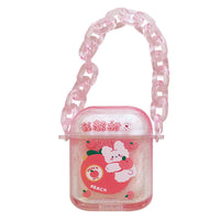 HKM-806547 AirPods Compatible Quicksand Cartoon Design Case with Chain for AirPods 1/2 Generation