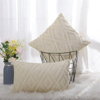 HKM-806547 Soft Plush Lumbar Cushion Cover in Hollow Flower Designs - Various Sizes Available