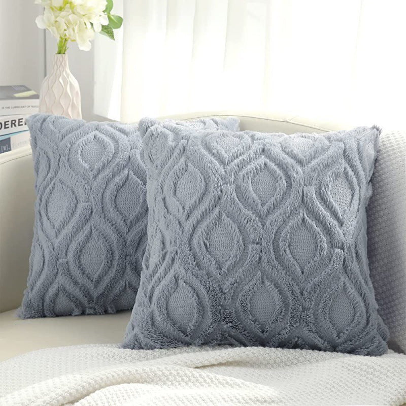 HKM-806547 Soft Plush Lumbar Cushion Cover in Hollow Flower Designs - Various Sizes Available