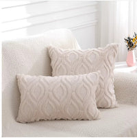 HKM-806547 Soft Plush Lumbar Cushion Cover in Hollow Flower Designs - Various Sizes Available