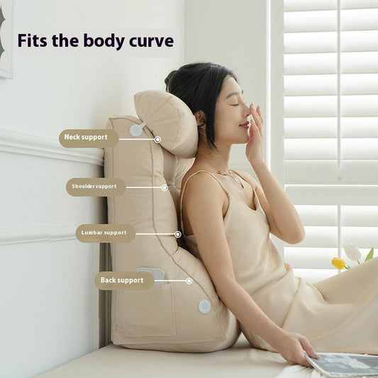 HKM-806611 Waist Support Bedside Cushion in Various Solid Colors, Removable and Washable