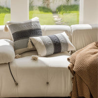 HKM-806867 Jacquard Cushion Cover with Tassels - 45x45cm & 30x50cm Sizes Available