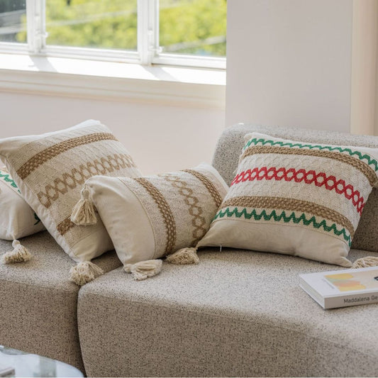 HKM-806867 Jacquard Cushion Cover with Tassels - 45x45cm & 30x50cm Sizes Available