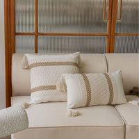 HKM-806867 Jacquard Cushion Cover with Tassels - 45x45cm & 30x50cm Sizes Available