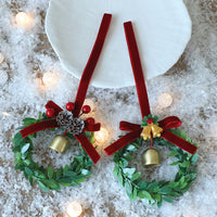 HKM-806931 Bell Garland Christmas Tree Pendant with Chinese Hawthorn Pine Cone and Green Leaf Design