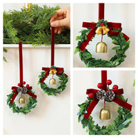HKM-806931 Bell Garland Christmas Tree Pendant with Chinese Hawthorn Pine Cone and Green Leaf Design