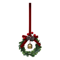 HKM-806931 Bell Garland Christmas Tree Pendant with Chinese Hawthorn Pine Cone and Green Leaf Design