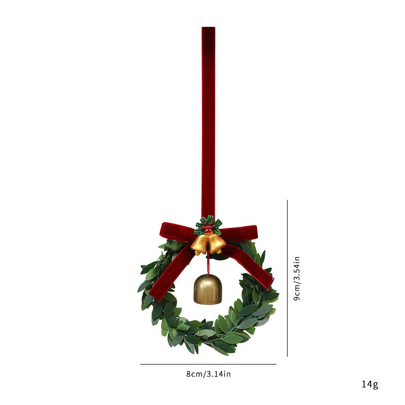 HKM-806931 Bell Garland Christmas Tree Pendant with Chinese Hawthorn Pine Cone and Green Leaf Design