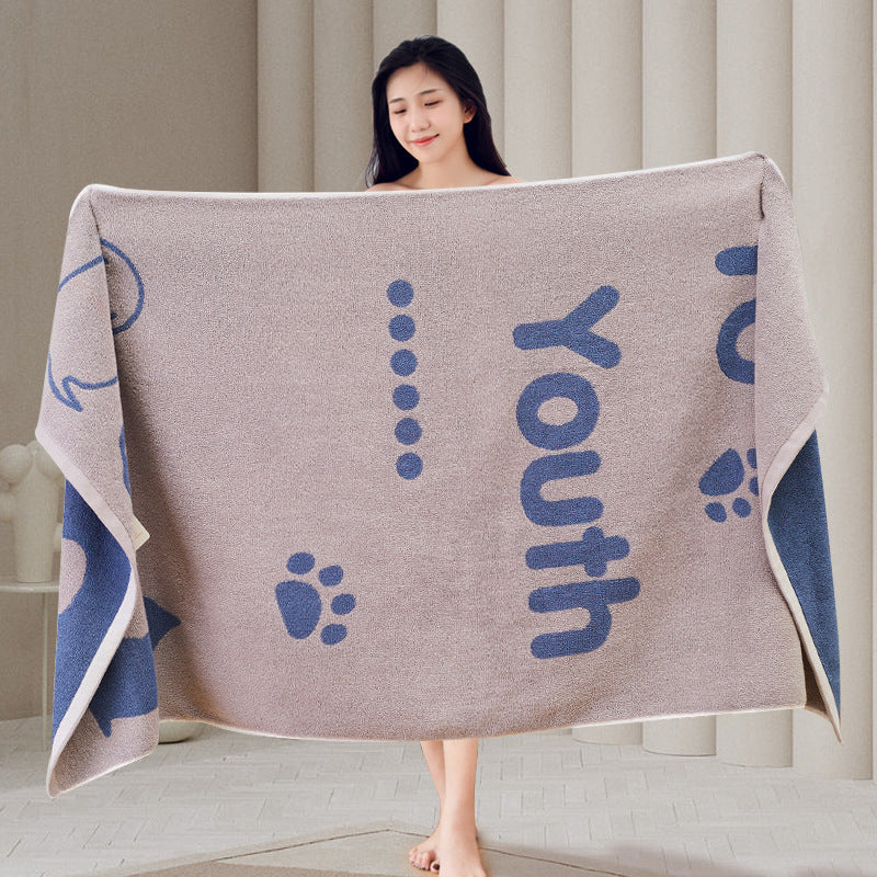 HKM-807059 Large Cotton Bath Towel Collection with Dog and Cat Designs, Absorbent and Soft, Multiple Colors Available