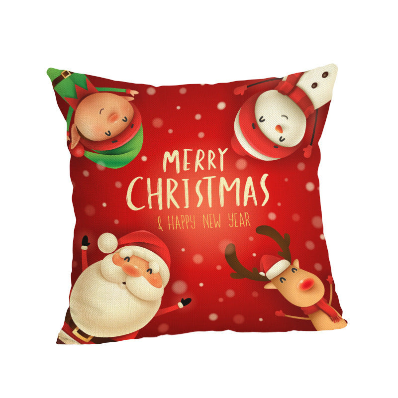 HKM-807187 Christmas-themed Linen Pillowcase 45x45cm with PP Cotton Filling