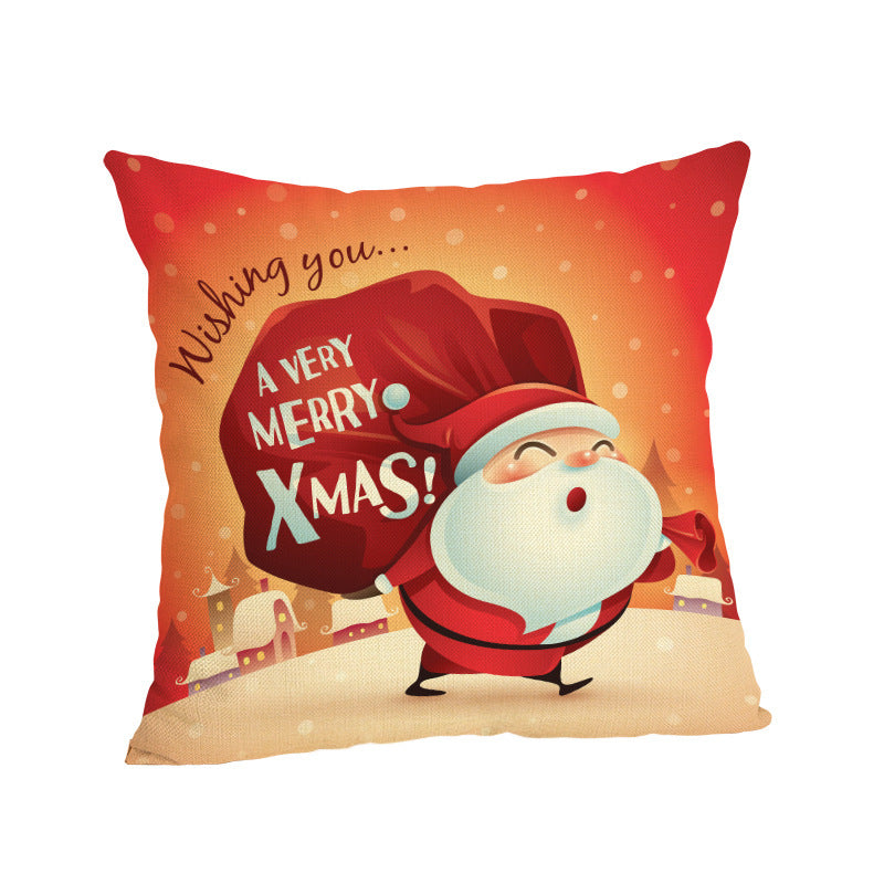 HKM-807187 Christmas-themed Linen Pillowcase 45x45cm with PP Cotton Filling