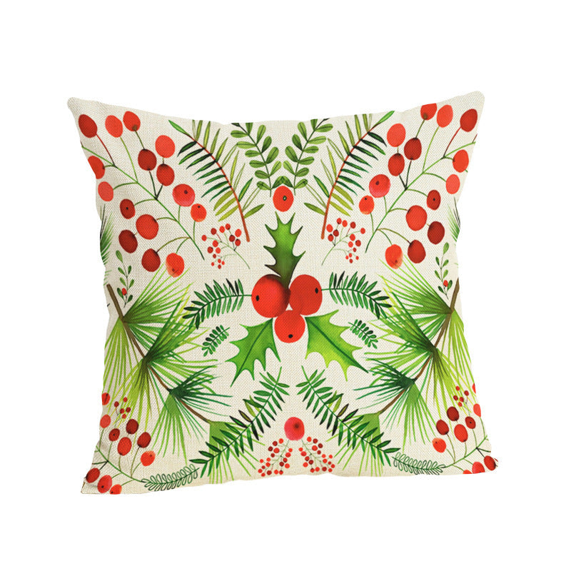 HKM-807187 Christmas-themed Linen Pillowcase 45x45cm with PP Cotton Filling