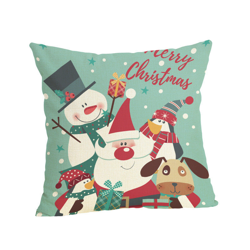 HKM-807187 Christmas-themed Linen Pillowcase 45x45cm with PP Cotton Filling