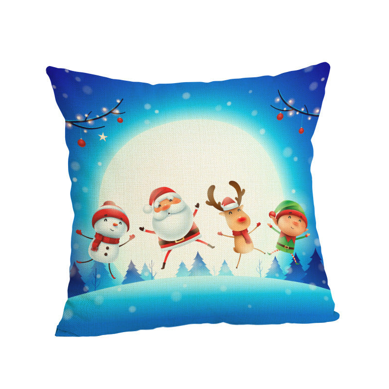 HKM-807187 Christmas-themed Linen Pillowcase 45x45cm with PP Cotton Filling