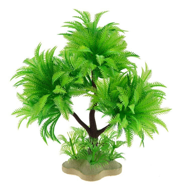 HKM-807315 Artificial Water Grass Aquarium Decor – 15cm Simulation Plastic Plant in Green and Pink