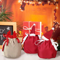 HKM-807443 Set of 5 Reindeer Antler Christmas Velvet Drawstring Gift Bags for Jewelry and Candy