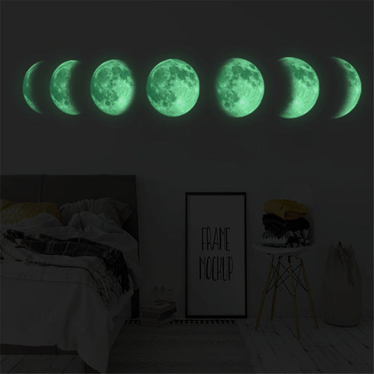 HKM-807571 Luminous Moon Map Wall Stickers for Modern Bedroom Décor