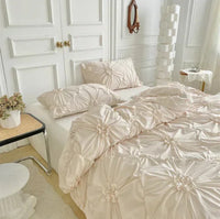 HKM-807635 Solid Color 3D Twisted Design Quilt Cover and Pillowcase Set for Various Bed Sizes
