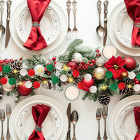 HKM-807763 100 Pcs Red, Green, and White Christmas Pom Poms with Battery String Lights for DIY Holiday Decorations