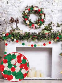 HKM-807763 100 Pcs Red, Green, and White Christmas Pom Poms with Battery String Lights for DIY Holiday Decorations