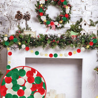 HKM-807763 100 Pcs Red, Green, and White Christmas Pom Poms with Battery String Lights for DIY Holiday Decorations