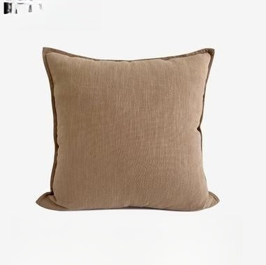 HKM-807763 Cotton and Hemp Quiet Wind Pillowcase - Cream White 50x50cm, Moon Frost White 50x50cm, Clear Tea Brown 45x45cm