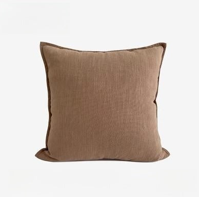 HKM-807763 Cotton and Hemp Quiet Wind Pillowcase - Cream White 50x50cm, Moon Frost White 50x50cm, Clear Tea Brown 45x45cm