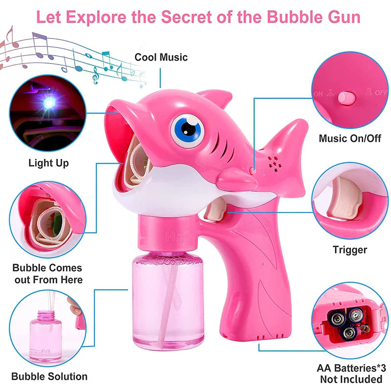 HKM-807891 Big Bubble Cartoon Shark & Dolphin Bubble Machine with Light & Music for Kids