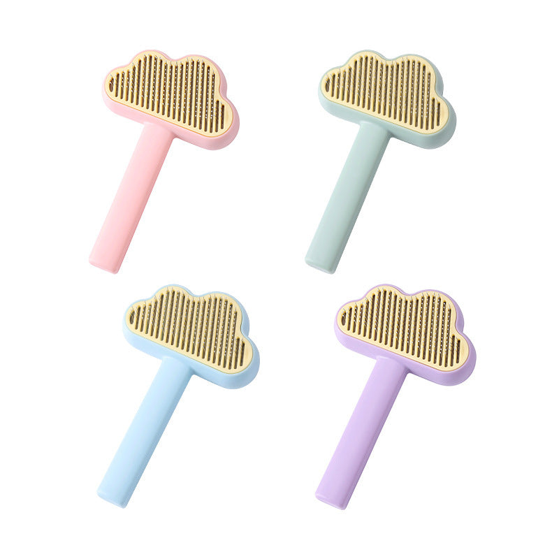 HKM-807891 Self-Cleaning Pet Comb - Needle Hair Remover for Cats in Taro Purple Pink, Nordic Blue, and Transparent Green