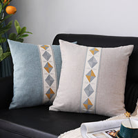 HKM-807955 Geometric Modern Style Linen Pillow Cover - 45x45cm Cotton and Hemp