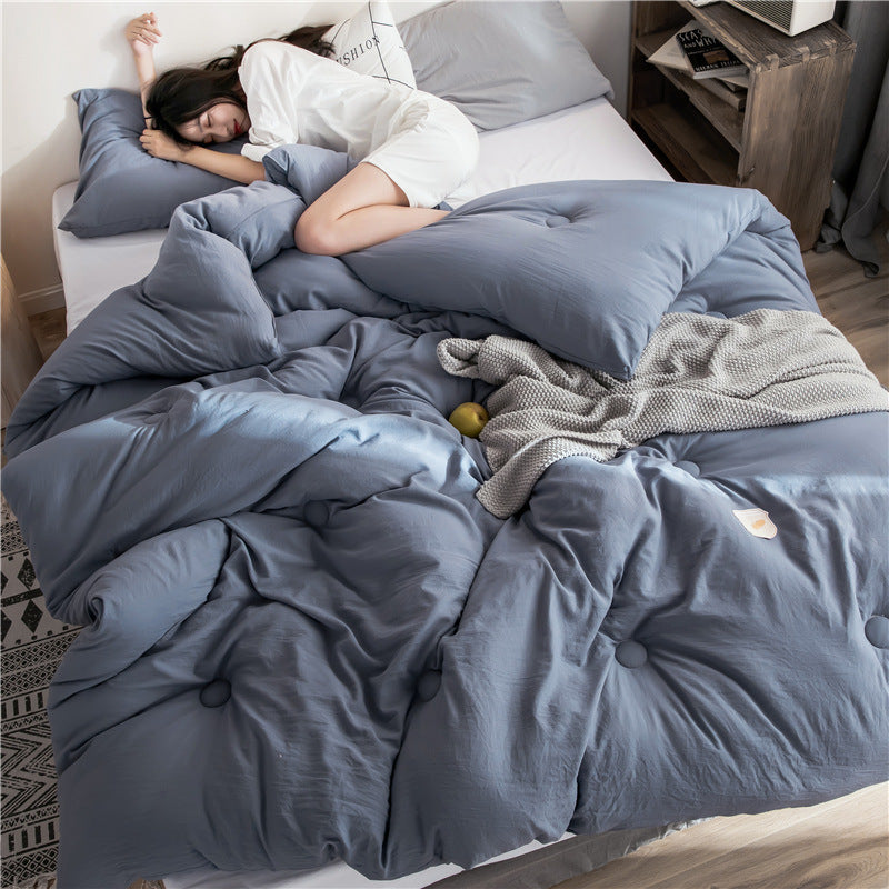 HKM-807955 Thick Polyester Fiber Quilt for Single and Double Beds - All-Season Soft and Comfortable Bedding