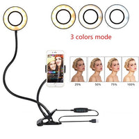 HKM-808019 Adjustable LED Selfie Ring Light with Universal Phone Holder and 10-Level Brightness