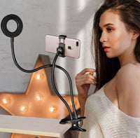 HKM-808019 Adjustable LED Selfie Ring Light with Universal Phone Holder and 10-Level Brightness